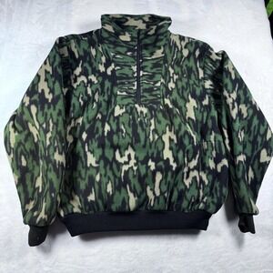 Vintage Malden Polarfleece Jacket Mens Large Woodland Camo Half Zip Pullover 90s